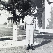 Vintage 1962 Black and White Photo Young African American Man Military Uniform  picture