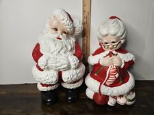 Vintage Mr and Mrs Santa Claus Atlantic Mold Ceramic Figures Large  picture