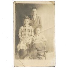 Antique RRPC Family Photo Portrait Postcard C1910 Young Boys Girls Cute Siblings picture