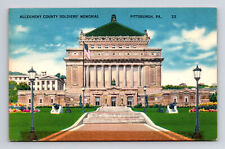 Linen Postcard Pittsburgh PA Pennsylvania Allegheny County Soldiers Memorial picture