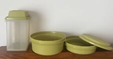 Vintage Tupperware #1330-2 Avocado Green Pickle/Olive Keeper And 2 Bowls 1 Lid picture
