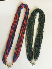 Two VTG Super cool fashion metallic and colorful multi-strand necklaces Jewelry picture