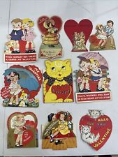 Vtg 1937 Lot of 10 VALENTINE'S DAY CARDS USA Die Cut Flat Fold Open 1930’s picture