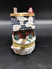 Vintage Christmas Trinket Box, Merry Christmas House W/Santa on Top picture