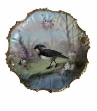 Antique Limoges B & H Signed Martine Hand Painted Fancy Bird Cabinet Plate Gold picture