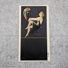 Beautiful 1938 Pinup Girl Picture by Barclay Grubben- Blond Woman w/ Parrot picture
