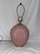 VTG 1980’s Pastel Pink Art Deco Glass Revival Scallop Shell Style Table Lamp picture