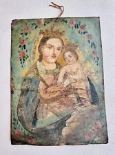 ANTIQUE MEXICAN RETABLO OIL ON TIN ( OUR LADY OF REFUGE SINNERS ) BEAUTIFUL picture