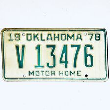 1978 United States Oklahoma Base Motor Home License Plate V 13476 picture