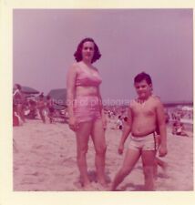 Beach Day FOUND PHOTO Color 50's 60's Original Snapshot VINTAGE  210 LA 83 CC picture