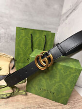 GUCCI BELT MARMONT COLLECTION BLACK LEATHER GOLD 100% AUTHENTIC FOR MEN picture