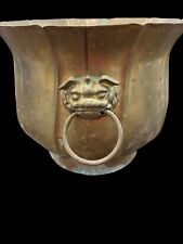 Vintage Antique (Brass Planter) With Dragon / Foo Dog Handles picture
