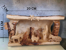 Handcrafted Olive Wood Nativity Set with Cave from the Holy Land - Bethlehem picture