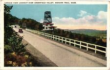 Longue View Over Greenfield Valley Mohawk Trail MA White Border Postcard 1925 picture