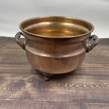 Vintage Brass Footed Planter Pot Handles Three Feet Hollywood Regency 4” Wide picture