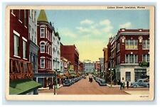 c1930s Lisbon Street, Lewiston Maine ME Vintage Unposted Postcard picture
