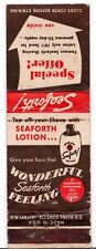c1950s~Seaforth Men’s Shaving Lotion~MCM Advertising~Vintage Matchbook Cover picture