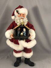 CHIPPED Possible Dreams Clothtique Santa Claus holding Nativity Manger Scene picture