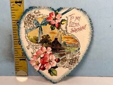 Antique To My Little Sweetheart Embossed Farm House Victorian Valentine Card picture