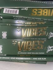 10x Packs Vibes Organic Hemp Rolling Papers 1 1/4 Or King Sizes picture