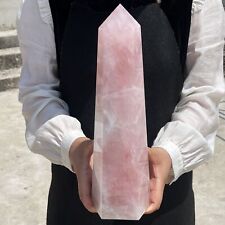 8LB Natural Pink Rose Quartz Obelisk Crystal Wand Point Healing TQS9191 picture