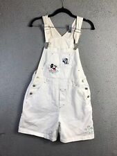 90s Mickey Unlimited Shortalls Womens S White Jerry Leigh Embroidered Overalls picture