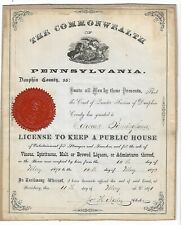 1870 Pennsylvania License Keep Public House Liquor Birmingham Dauphin Co. SEAL picture