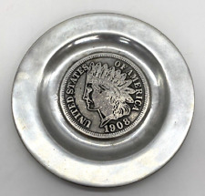 United States of America 1908 Indian Head Pewter Old Small Dish Plate PEW-TA-REX picture