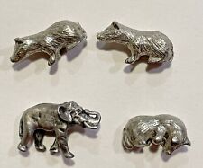 3 MINIATURE MICE & 1 MINATURE ELEPHANT - PEWTER TONE - 3/4 INCH TO 1 INCH (TINY) picture