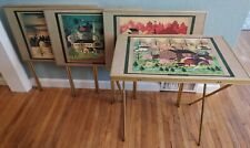 RARE Set 4 Charles Wysocki TV Tray Tables 4 Seasons Spring Summer Winter Autumn picture
