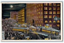 1919 State Washington STS Night Tram Streetcar Chicago Illinois Vintage Postcard picture