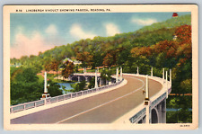 Lindbergh Viaduct Pagoda Reading Pennsylvania Curt Lynn c1940s Vintage Postcard picture