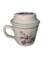 3 Piece Pillivuy France Porcelain Violettes pattern w/strainer & lid Teacup picture