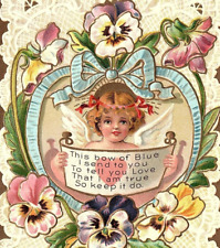 1910 BE MY VALENTINE CUPID FLOWERS LACE RIBBONS VICTORIAN POSTCARD 46-9 picture
