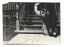 Vintage Old 1910s Funny Abstract Photo Woman Carrying Dog Head Out of Frame 🐶 picture