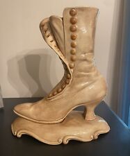 Vintage Victorian Ceramic Button Up Boot Shoe On Pedestal picture