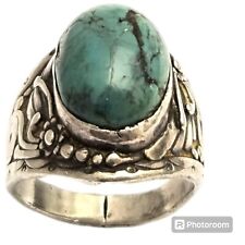ONE OF THE BEST Ben Chee NAVAJO DRY CREEK TURQUOISE STERLING SILVer Ringsz10 picture