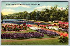 c1940s Italian Gardens Harrisburg PA Vintage Linen Postcard picture