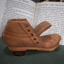 Vtg Hand Carved Whittled Wood Boot Wooden Shoe 5