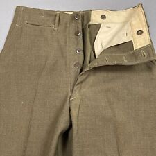 US Military Pants Mens 31x31 Green Wool Trouser Vintage Korea 55 T354 Button Fly picture
