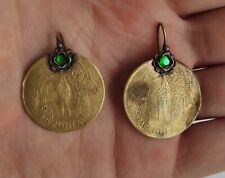 ANTIQUE RUSSIAN IMP.(?)CHRISTIAN ORTHODOX GOLD PLATED BRASS EARRINGS-18/19TH C. picture