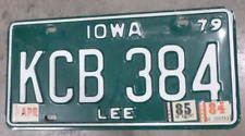 Vintage 1979 Iowa Original Metal License Plate Single - KCB 384   aluminum plate picture
