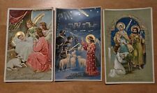 Lot Of 3 Religious Christmas Postcards With Angels And Gold Gilt picture