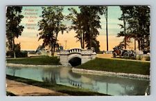 Detroit MI-Michigan, Belle Isle Entrance Bridge, Period Car Vintage Postcard picture