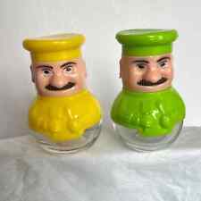 Vintage Solmaz Mercan 1960s Italian Chef Salt & Pepper Shakers Plastic & Glass picture