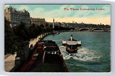 London-England, The Thames Embankment, Antique, Vintage Postcard picture