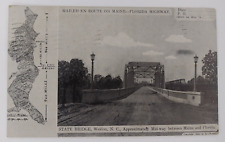State Bridge Weldon, N.C. Midway Between Maine and Florida Vintage Postcard 1935 picture