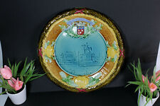 XL antique barbotine majolica plate napoleon esctucheon  picture