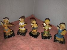 RARE, Vintage Disney Productions Set Of 5 Angels, Marble Base Italy Figurines picture