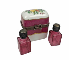 Vintage Trinket Box Peint Main Fruit and Floral Bottle Limoges France picture